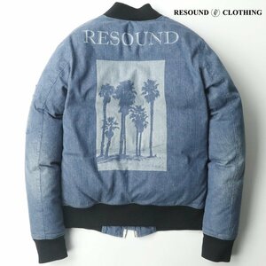 美品 RESOUND CLOTHING リサウンドクロージング ウォッシュドデニム MA-1 ダウンジャケット 1 JP:S ブルゾン メンズ【定価￥59,400-】