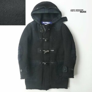 美品 日本製 JUNYA WATANABE MAN COMME des GARCONS ギャルソン ジュンヤワタナベ ピリング加工 圧縮ニット ダッフルコート 黒 XS(JP:S)