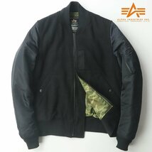 美品 ALPHA INDUSTRIES アルファ TYPE MA-1 ナイロン切替 メルトン フライトジャケット 黒 ブラック M スタジャン 中綿入り ブルゾン_画像1