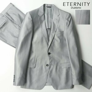 極美品 日本製 ETERNITY D'URBAN ダーバン 春夏 シングルスーツ シルバー ヘリンボーンストライプ 96Y7 JP:M【相場価格￥72,450-】