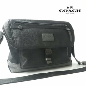 美品 COACH コーチ 86739 MANHATTAN BIKE BAG マンハッタン バイクバッグ メッセンジャー ショルダーバッグ 黒 ブラック メンズ