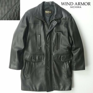 【毛皮＆レザーのニチワ】美品 WIND ARMOR ウインドアーマー イギリス産 鹿革 ディアスキン レザーコート 黒 M【相場価格￥143,000-】