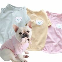 ピンクLサイズ◆【残り数枚】犬服 中型犬用 ドッグウェア くまさん ボーダー柄 Tシャツ カットソー 新作 ペット 新品 春 夏 秋 冬 犬用品_画像5