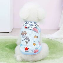 薄っすらピンクMサイズ◆【残り数枚】犬服 メッシュ タンクトップ マリン柄 カットソー シャツ 新品 トップス 新作 ドッグ 海 魚 ペット_画像7