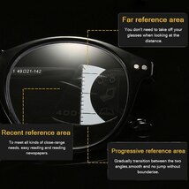 +2.5 遠近両用メガネ ブルーライトカット老眼鏡 累進多焦点レンズ ラウンド ボストン メンズ レディース 男女両用 フルリム 送料無料_画像5