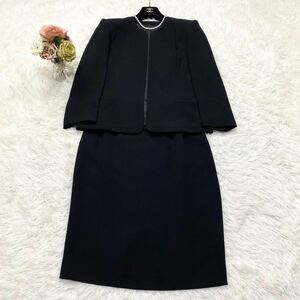 【美品】 XL相当◆大きいサイズ！ 東京スタイル ブラックフォーマル 喪服 冠婚葬祭 セットアップスーツ レディース 13 LL