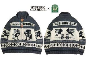 希少! HYSTERIC GLAMOUR ヒステリックグラマー × Canadian Sweater カナディアンセーター 別注 ネイティブ デビル カウチン ニット メンズ