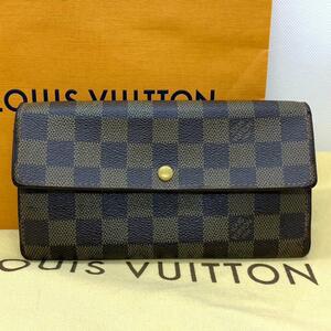 R219【極美品】LOUIS VUITTON ルイヴィトン 長財布 ダミエ ポルトフォイユサラ フラップ レザー ダークブラウン N61734