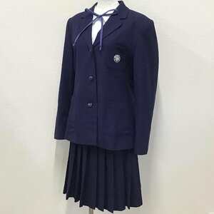 O492/(中古)栃木県 益子町立七井中学校 女子制服4点 /180A/Ｌ/W69/丈57/ブレザー/ブラウス/スカート/紐リボン/TOMBOW/紺/冬服/高校/学生服