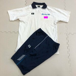 M358/( used ) Hyogo prefecture Kakogawa west high school gym uniform 2 point / designation goods /3L/ short sleeves / shorts / navy blue series / white / Descente / man woman unknown / gym uniform / jersey /