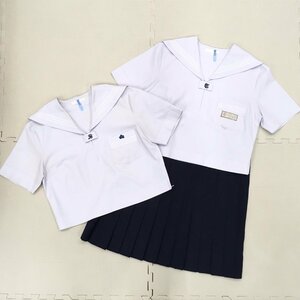 A523/(中古)兵庫県 女子制服3点 /高砂市立/松陽中学校/竜山中学校/L/W72/セーラー/スカート/白3本/半袖/夏服/夏用/女子学生/学生服