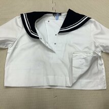 I437/Y(中古)山形県 山形市立 第十中学校 女子制服3点 /LL～3L/W72/夏セーラー/スカート/ダービータイ/Matsuzakaya/夏服/親子白2本/紺/学生_画像4