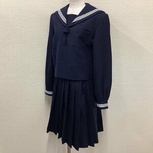 I440/Y(中古)東北方面 女子制服2点 /校名不明/指定品/165A/W66～72/丈59/24本/白3本/冬セーラー/冬スカート/ELLE ECOLE/冬/紺/学生服