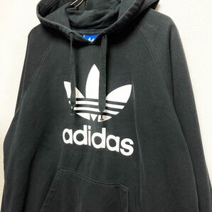 【モノトーン良い】US古着 10s ADIDAS トレフォイルパーカー