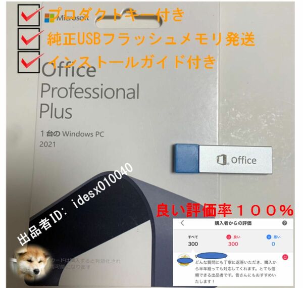 Microsoft Office 2021 Pro plus for Windows 1PCの認証 インストールUSBメモリ付き