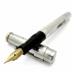 【文房具】万年筆 ペン先14KARAT.GOLD PILOT REGISTERED PATENTOFFICE 3 本銀 シルバー SILVER R14K レバー吸入式 筆記用具 ※動作未確認