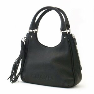 【ハンドバッグ】シャネル(CHANEL) フリンジショルダーバッグ A23055 レザー ブラック シルバー トートバッグ 保存袋 送料880円