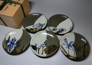 Rokubei Flower Flower Painting Plate 5 штук