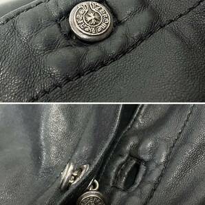 限定◆CHROME HEARTS クロムハーツ レザー ショルダーバッグ 黒 グロメット カフスボタンの画像5