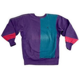 90’s 米国製 チャンピオン リバースウィーブ Champion REVERSE WEAVE クレイジー マルチ 青緑 パープル バーガンディ XXL [kn-0255]