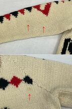 60's Vintage ビンテージ カウチンセーター Cowichan sweater 馬柄 ホース ショールカラー FLASHジップ 女性・ボーイズ [l-0882]_画像6