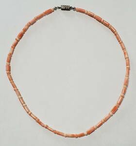 .. coral pink series necklace lady's 43.11,1g beautiful goods 