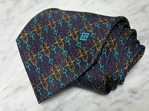 699 jpy ~ CELINE necktie multicolor dark navy series total pattern one Point Logo 