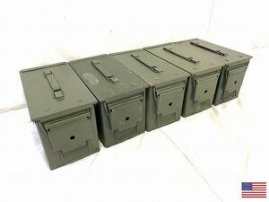 【米軍放出品】☆アンモボックス5個セット M2A1 AMMOBOX ミリタリー アンモ缶 アーモ缶 アモカン 工具箱 弾薬箱 サバゲー(140)HB8IK-W#24