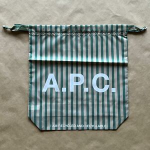 新品 正規品 A.P.C. ショッピングバッグ 巾着袋 ポーチ 39cm × 37cm × 9cm グリーン 小物入れ エコ ショッパー APC アーペーセー @b126