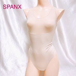 48 SPANX 高級インポート品　ハイレグ ボディスーツ 補正用　ノンワイヤーブラ　整理品　ポリエステル生地　クロッチ開閉ホック付き