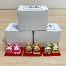 ミニシーサー キン/ピンク/緑 まとめて3個セット 置物 キラキラ ラメ 作舎 コレクション かわいい 未使用 保管品(3-1)_画像1