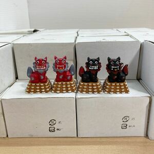 シーサー 瓦屋根シーサー ペア 赤/黒 まとめて38個 大量セット 置物 飾り お配り用 景品 お土産 インテリア かわいい (2-2gg)