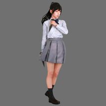 ミニチュア JK 女子高生 制服 フィギュア 1/8スケール ガレージキット 女性 日本人 おもちゃ コレクション レジン 樹脂 未組み立て 未塗装_画像2