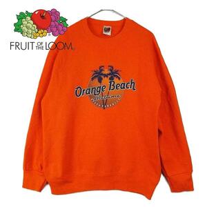 FRUIT OF THE LOOM フルーツ・オブ・ザ・ルーム Orenge Beach Alabama アラバマビーチ 長袖トレーナー オレンジ US古着 Mサイズ S5533