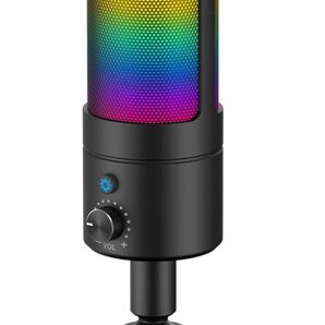 マイク USB コンデンサーマイク PC マイク RGBライト ワンタッチミュート カーディオイド指向 プラグ&プレイ