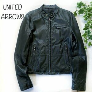 UNITED ARROWS ユナイテッドアローズ ラムレザー ライダースジャケット シングルライダース 羊革 レザージャケット ブラック 36