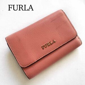 FURLA フルラ 折り財布 ミニウォレット ピンク 三つ折り財布 レザー 三つ折り