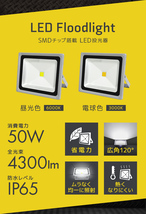 LED投光器 50W 電球色3000K 4個セット PSE取得 4300LM 防塵 防水 IP65 AC電源コード付 広角 省エネ 看板 屋外 ライト 作業灯 防犯 1年保証_画像3