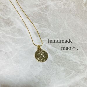 極細チェーン コインネックレス ゴールド レディース ハンドメイド かわいい 可愛い プレゼント ギフト 新品未使用