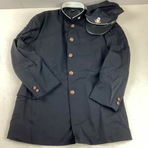 k2436 早稲田大学 学生服 角帽 学生帽 セット 昭和 レトロ 当時物 制服 制帽 黒 学ラン 長袖 ビンテージ アンティーク コレクション 中古