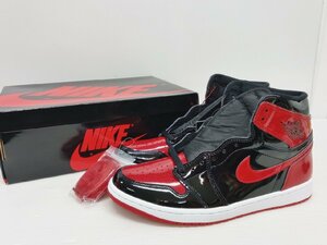 [16A-62-029-1] NIKE AIR JORDAN 1 RETRO HIGH OG ナイキ エア ジョーダン パテント 555088-063 サイズ28cm ブラック レッド