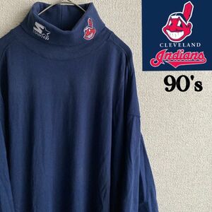 90s STARTER インディアンズ　タートルネック　ロンT XL MLB 90's ヴィンテージ　古着　Tシャツ