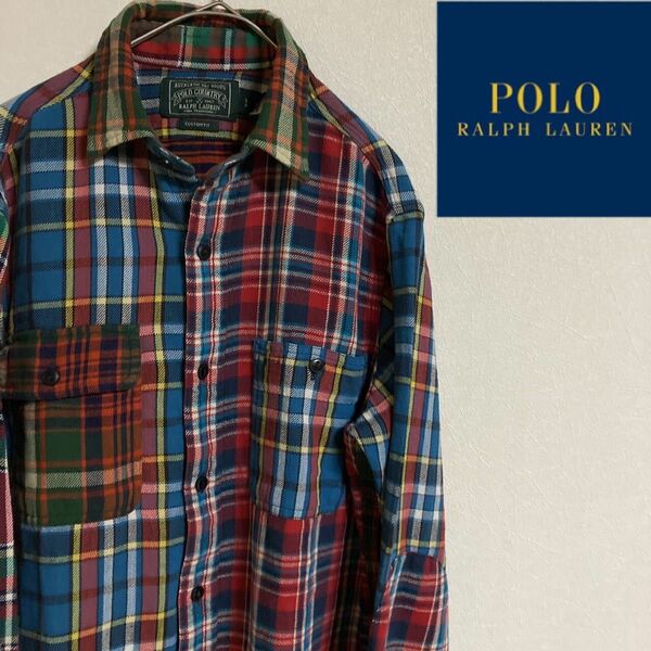 新品　POLO COUNTRY パッチワーク　ネルシャツ　ポロカントリー　Sサイズ　RRL