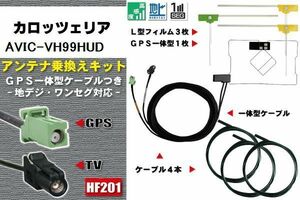 フィルムアンテナ ケーブル 地デジ ワンセグ フルセグ カロッツェリア carrozzeria AVIC-VH99HUD 4本セット HF201 高感度 汎用 受信 ナビ