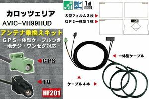 フィルムアンテナ ケーブル 地デジ ワンセグ フルセグ カロッツェリア carrozzeria AVIC-VH99HUD 4本セット HF201 高感度 汎用 受信 ナビ