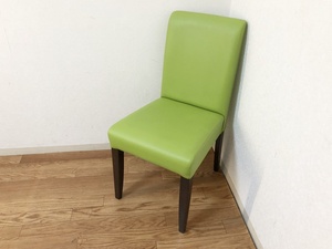PROCPPDダイニングチェアPVC合成皮革グリーン美品　天然木フレーム　ハイバック仕様　プロシード業務用アームレス椅子　