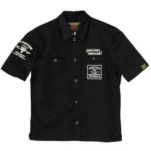 Mサイズ バンソン TVS2405S ワークシャツ ブラック/アイボリー M (2024春夏 モデル) VANSON trooper