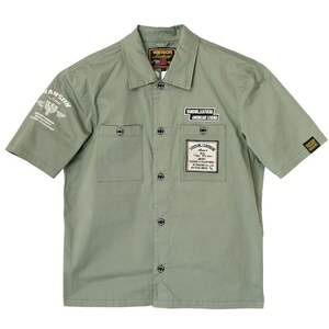 Mサイズ バンソン TVS2405S ワークシャツ セージグリーン/アイボリー M (2024春夏モデル) VANSON trooper