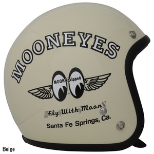 【在庫あり 即納】MOONEYES ムーンアイズ Fly with MOON ジェットヘルメット OMH-029 Beige FREE(57～60cm) ベージュ