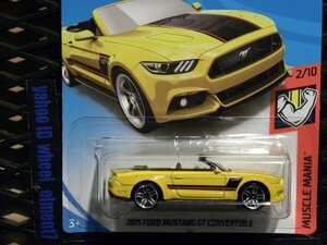 即決☆☆2015 FORD MUSTANG GT CONVERTIBLE YL MUSCLE MANIA ホットウィール Hot Wheels